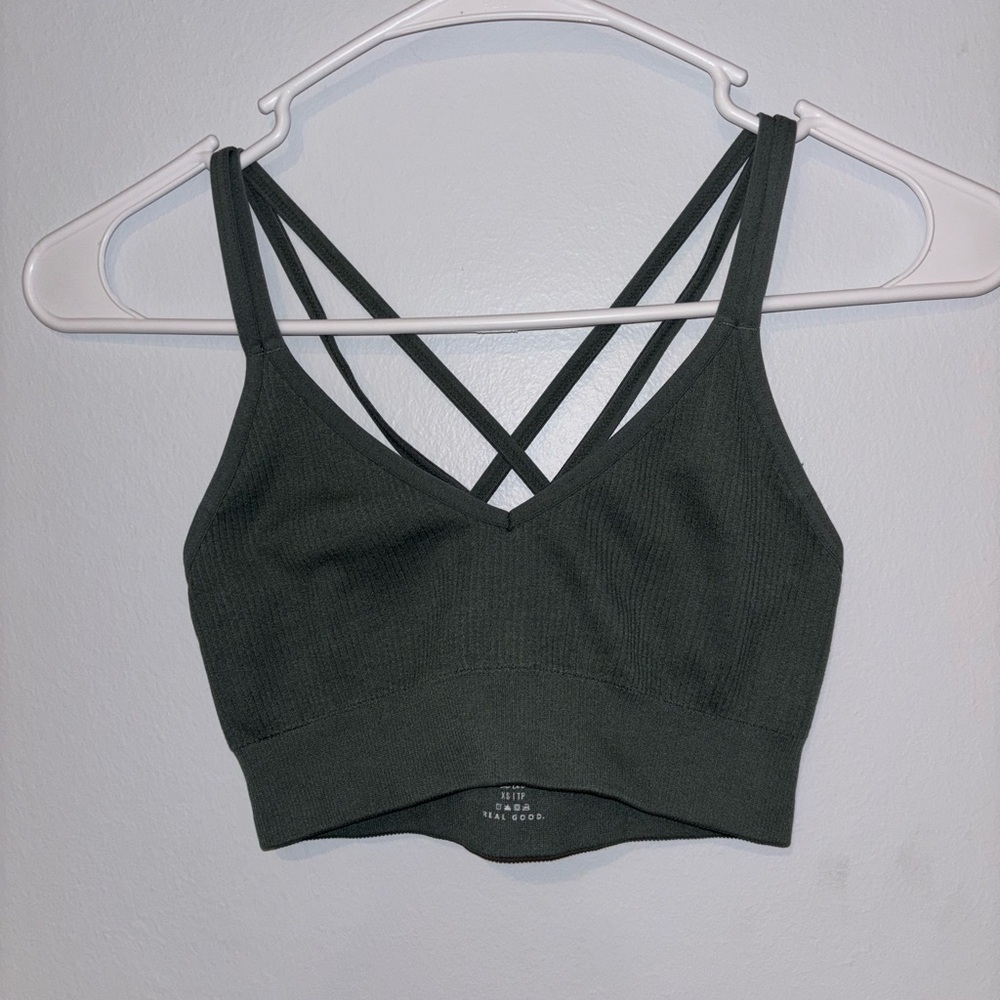 Aerie Green Ribbed Bralette